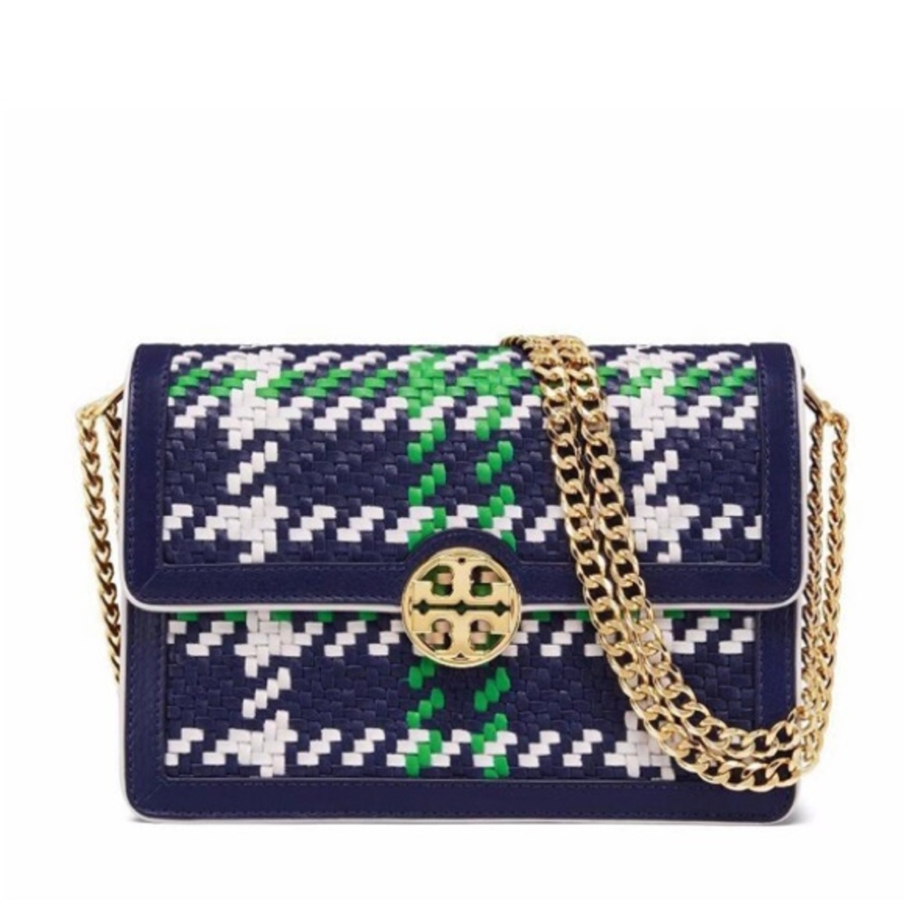 NWT Rare Luxury Authentic Tory Burch Duet Chain Woven Convertible Shoulder Bag - Picture 3 of 17